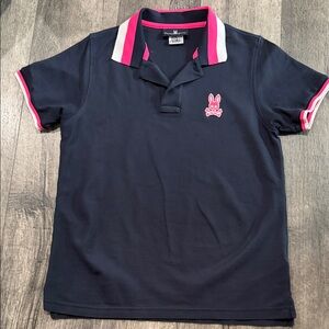 Psycho Bunny Navy Polo with Pink & White Trim Accents